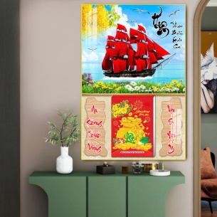 lịch gổ tráng gương treo tường 
