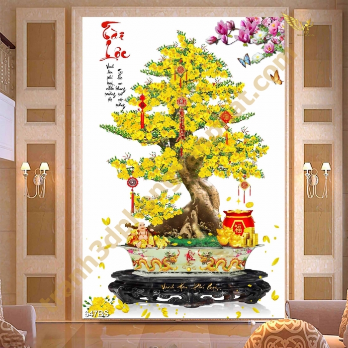 Tranh Gạch 3D Hoa Mai Vàng – Mang Tài Lộc, May Mắn Và Sang Trọng Cho Mọi Không Gian