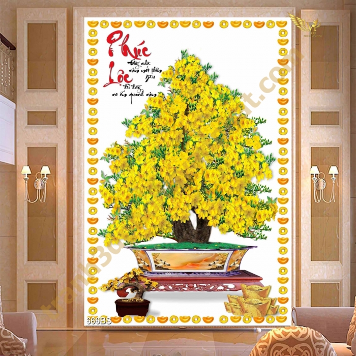 Tranh Gạch 3D Hoa Mai Vàng – Mang Tài Lộc, May Mắn Và Sang Trọng Cho Mọi Không Gian