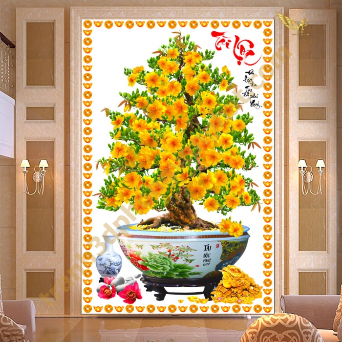 Tranh gạch 3D Hoa Mai Vàng 