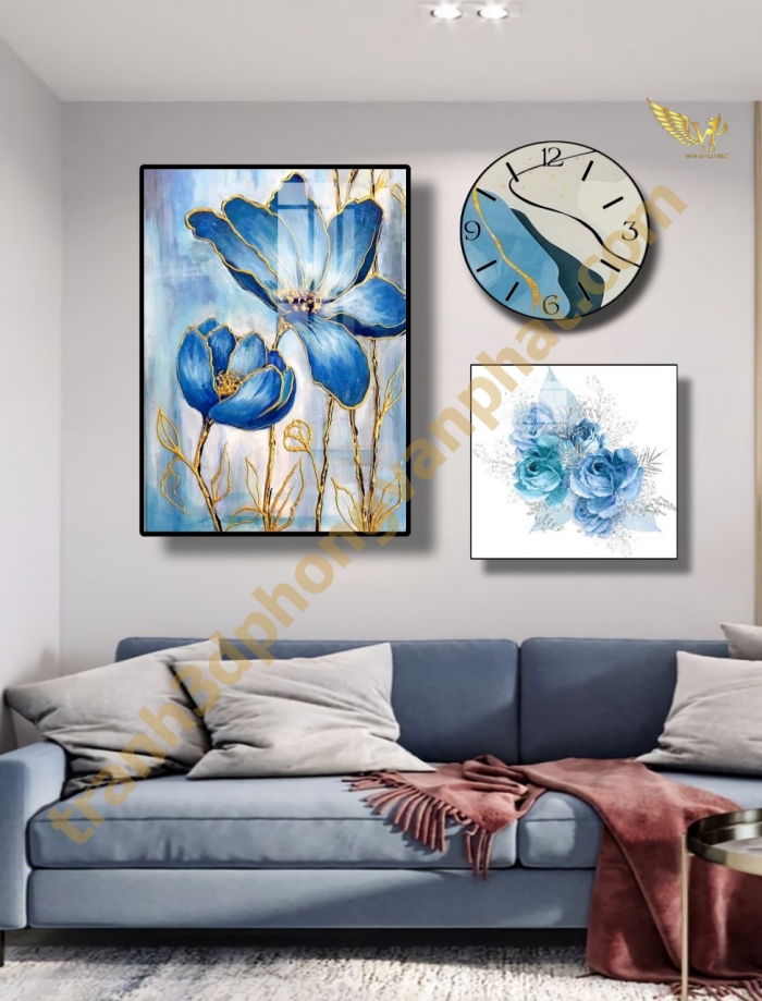 Đồng hồ treo tường, tranh  kết hợp đồng hồ tráng gương, combo3 tranh kết hợp đồng hồ (1)
