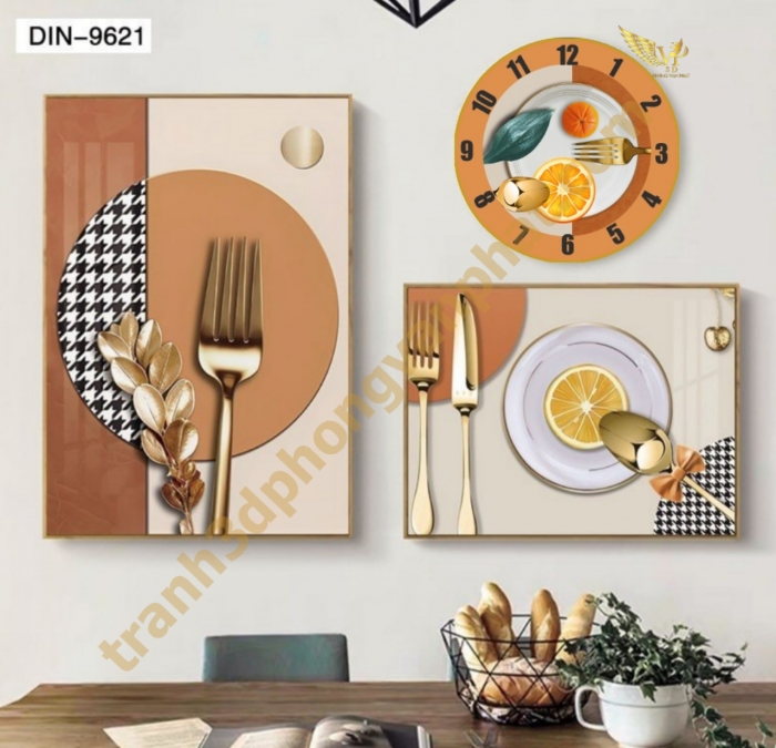 Đồng hồ treo tường, tranh  kết hợp đồng hồ tráng gương, combo3 tranh kết hợp đồng hồ (1)