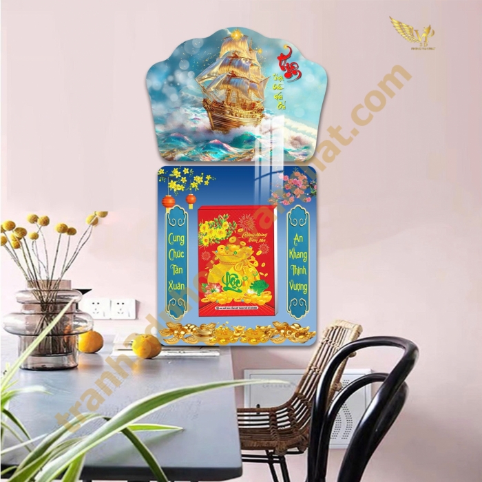 Lịch gổ tráng gương Phong Vạn Phát 
