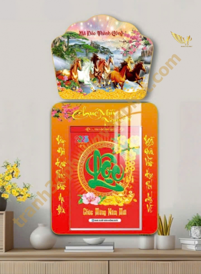 Lịch gổ tráng gương Phong Vạn Phát 