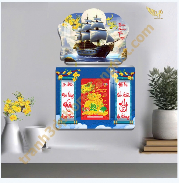 Lịch gổ tráng gương Phong Vạn Phát 