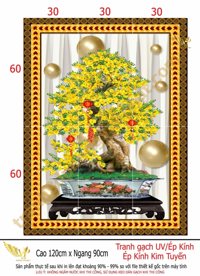 tranh gạch 3d hoa mai