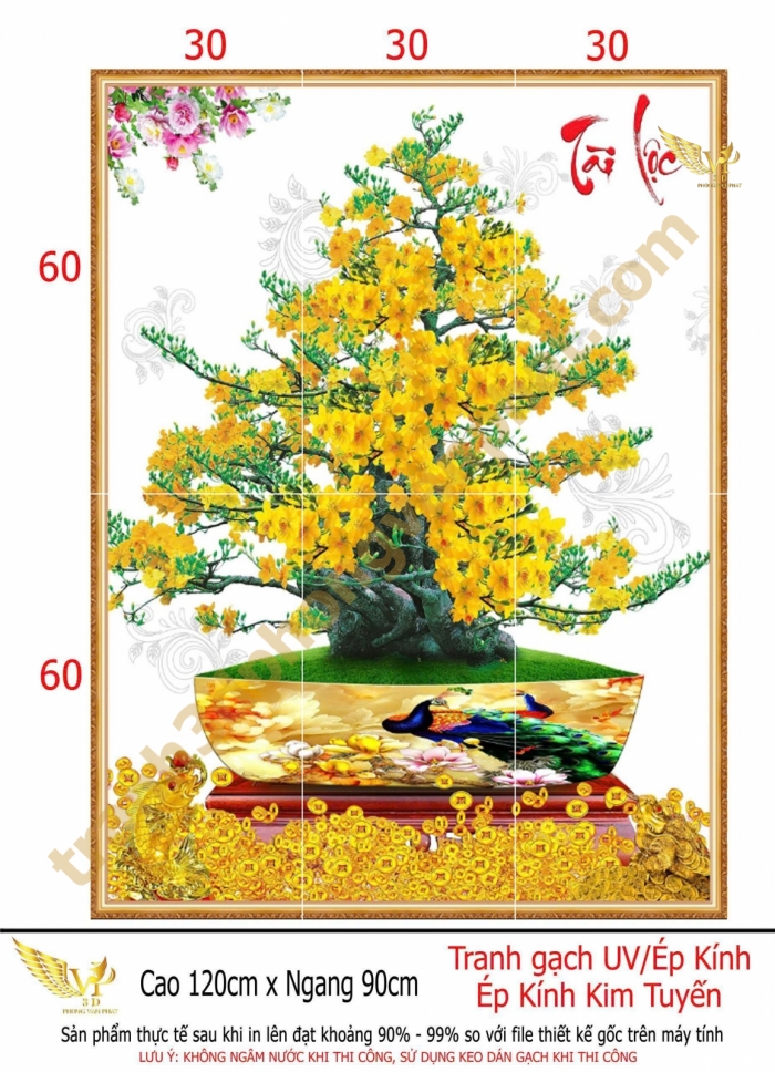 tranh gạch 3d hoa mai