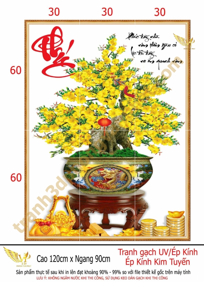 tranh gạch 3d hoa mai