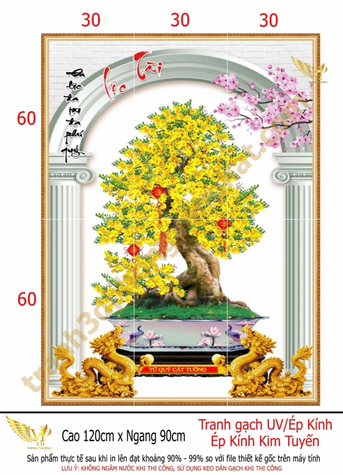 tranh gạch 3d hoa mai