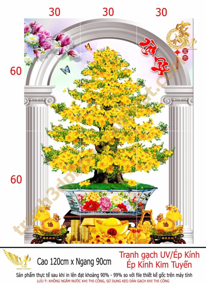 tranh gạch 3d hoa mai