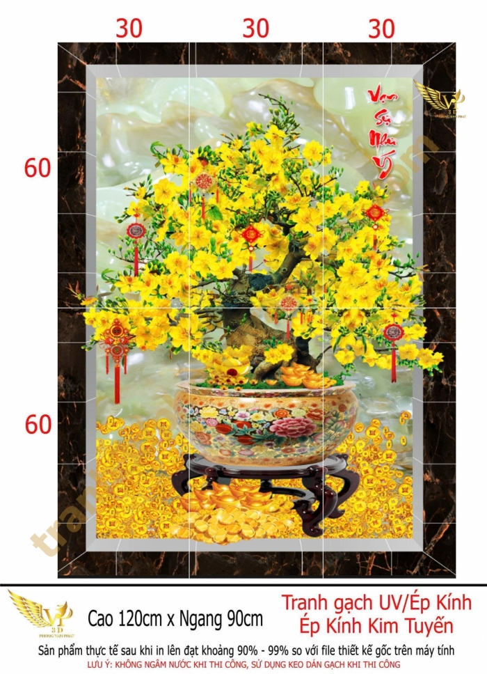 tranh gạch 3d hoa mai