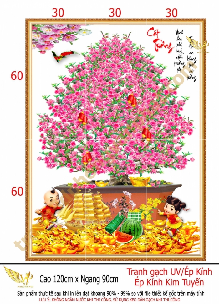 tranh gạch 3d hoa mai